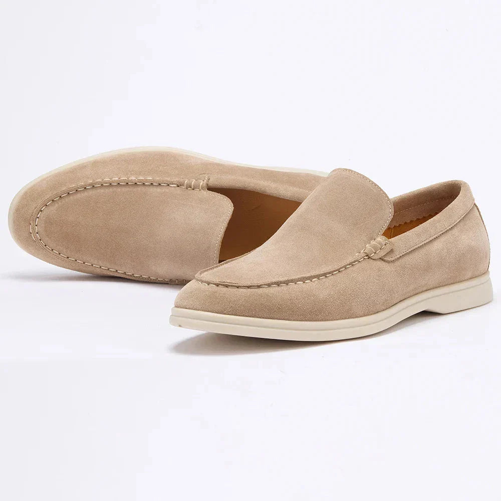 Men’s Suede Loafers | Comfortable Beige Slip-Ons